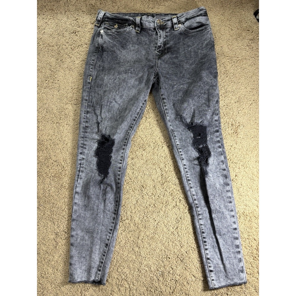 True‎ Religion Jeans Women 32 Jennie Curvy Mid Rise Super Skinny Acid Wash